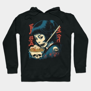 Female Skeleton's Love for Ramen Hoodie